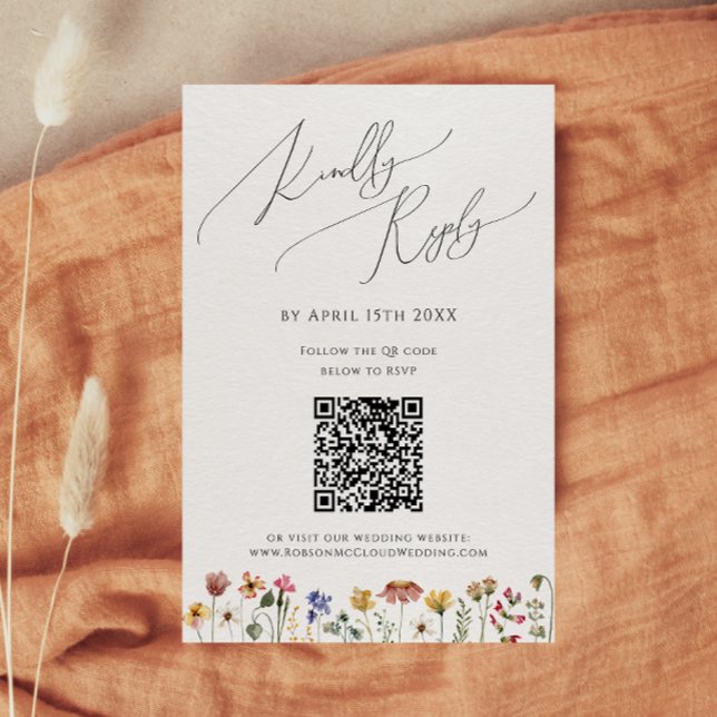 Colorida Wildflower | Placa RSVP de Código QR (Criador carregado)
