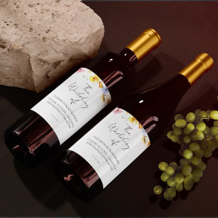 Colorida Wildflower   Rótulo De Vinho De Casamento