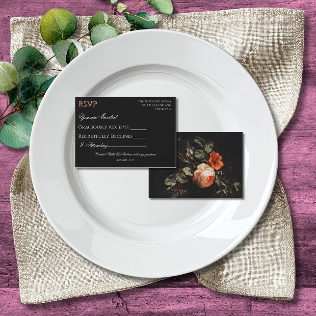 Colorido Boho Chic Preto Floral RSVP (Criador carregado)
