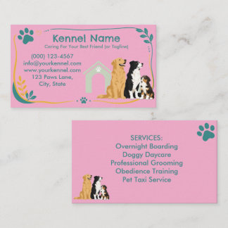 Colorido Cartão de Visita de Canil Personalizável 