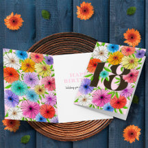 Colorido Cartão Floral Personalizado de 18º Aniver