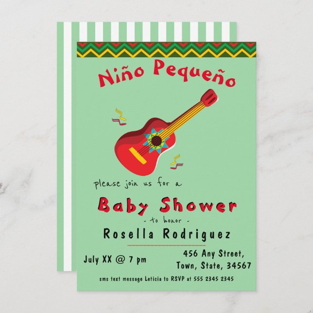 Colorido Convite para Chá de fraldas Fiesta Boy Me (Frente/Verso)