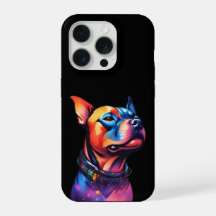 Colorido Design Cyberpunk do Staffy Bull Terrier,