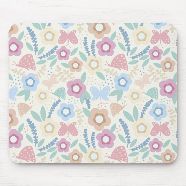Colorido Design de Mouse Pad Botânico (Frente)