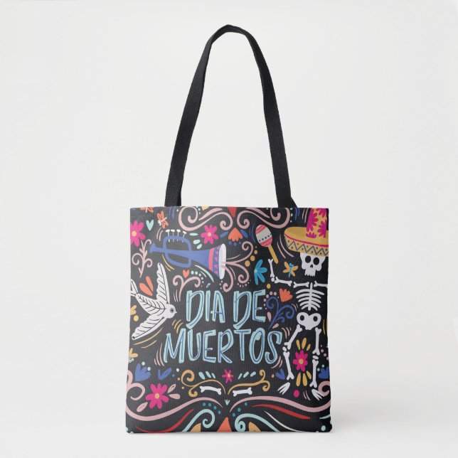 Colorido Dia de los Muertos| Saco de Tote (Frente)