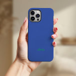 Colorido e Negrito | Azul e Verde<br><div class="desc">Este caso de tendência com seu nome apresenta um fundo azul colorido e profundo,  com texto verde moderno para realmente fazer uma declaração.</div>
