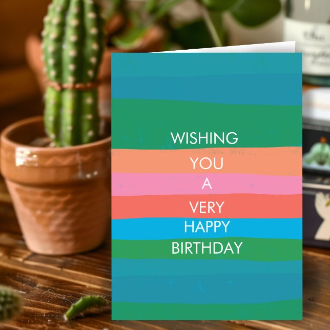 Colorido Listras Simples Cartão de ANIVERSÁRIO PER (Colorful Simple Stripes HAPPY BIRTHDAY CUSTOM Card
)