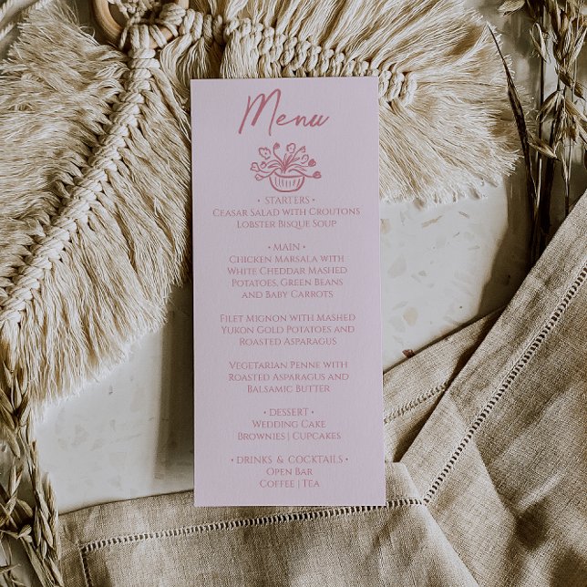 Colorido Menu de Casamento Floral Desenhado à Mão  (Criador carregado)
