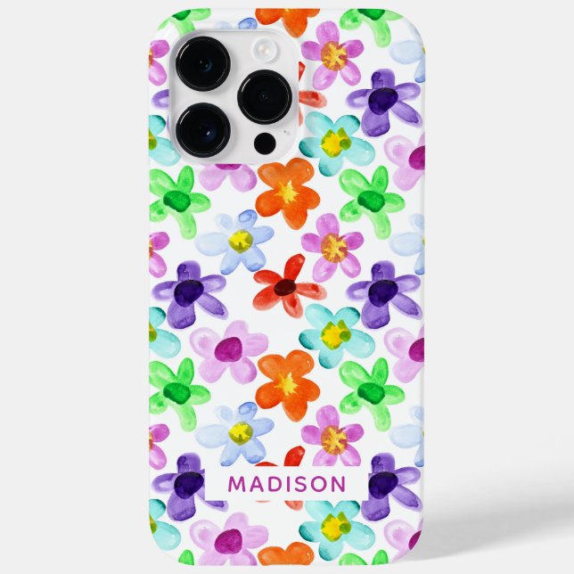 Colorido Moderno Aquarela Floral Personalizado (Verso)