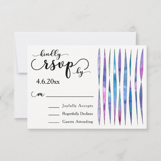 Coloridos Pingentes de Aquarela, RSVP de Casamento (Frente)