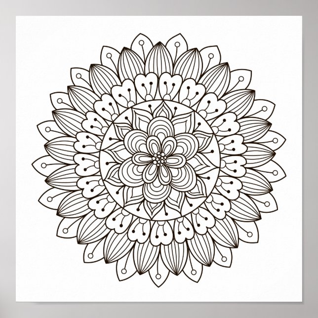 Colorindo Página Flor de Energia Mandala Poster (Frente)