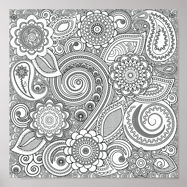 Coloring Henna Pattern Poster (Frente)
