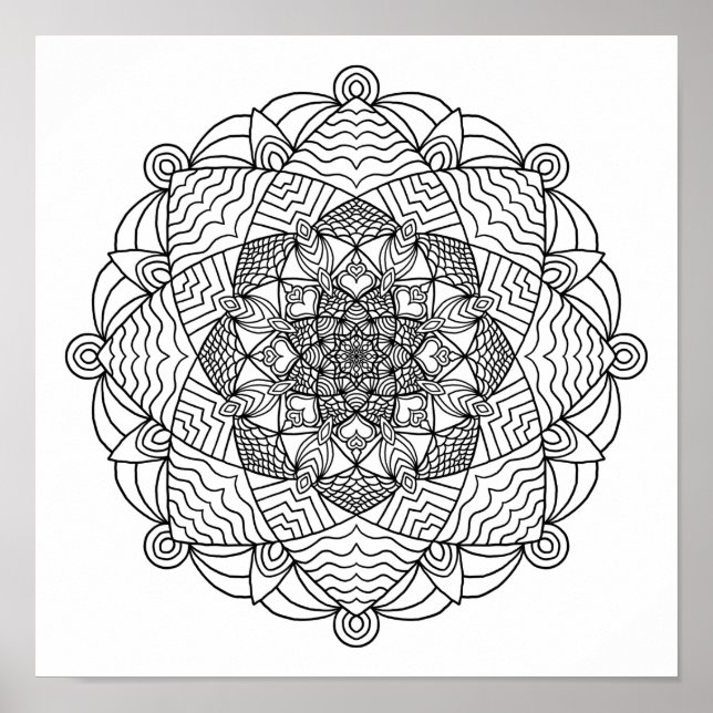 Coloring Poster – Wave Flower Mandala (Frente)