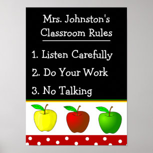 Colorir Apple School Classroom Rules Poster