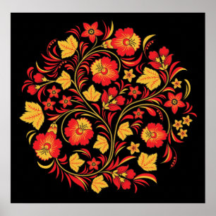 Colossal Impressão russo Art Khokhloma