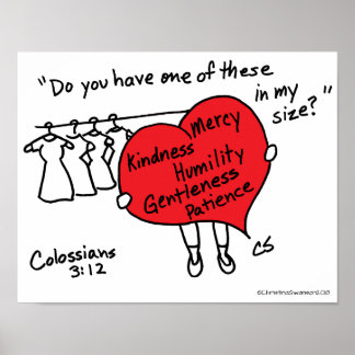 Colossianos 3:12 Poster do Coração Vermelho