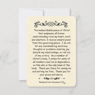 Colossianos 3:15 Vintage da placa de nota de scrip