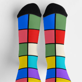 Colourful Square Grid Socks – Retro Geometric