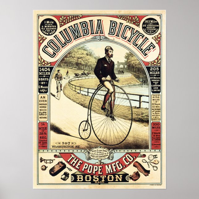 COLUMBIA BICICLETA Poster do Ciclo Vintage America (Frente)