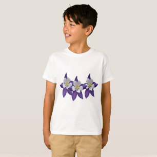 Columbine Purple e White Flowers Crianças T-shirt