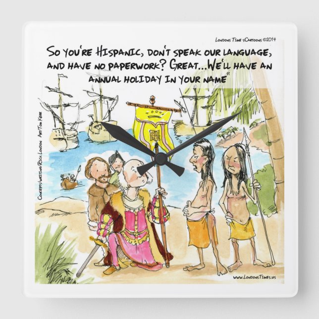 Columbus Imigra Para O Relógio De Muro Funny Da Am (Frente)