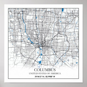 Columbus Ohio USA Viagem City Map Poster