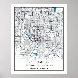 Columbus Ohio USA Viagem City Map Poster