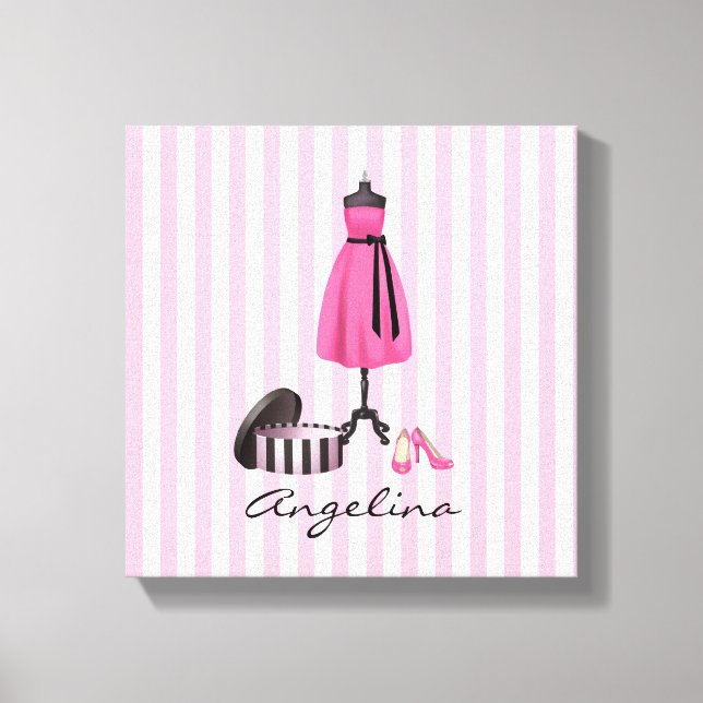 Coluna rosa com seu nome - Canvas (Frente)