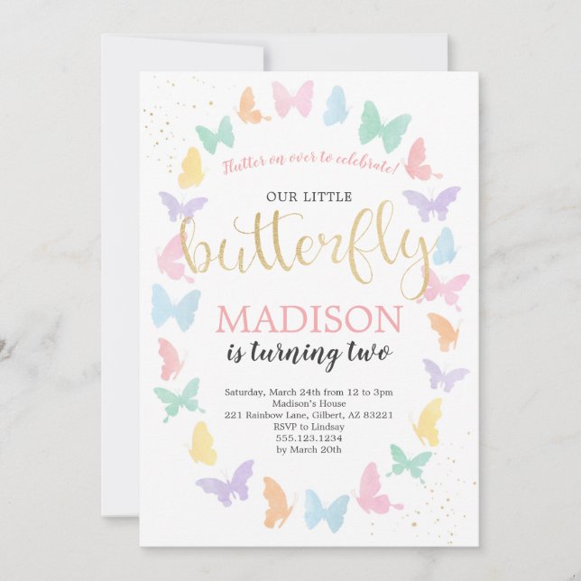 Colunas do arco-íris do Convite de aniversário da  (Frente)