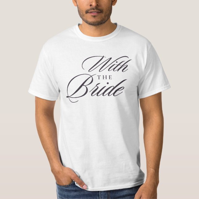 Com a Noiva Camiseta de Letra Elegante | Noiva (Frente)