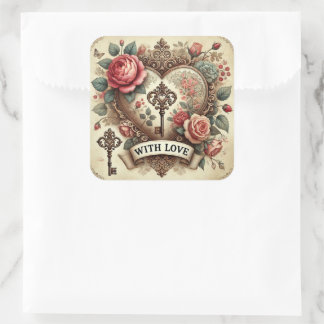 “Com Amor” Adesivos Românticos Vintage