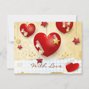 Com amor, carta com corações pendurados