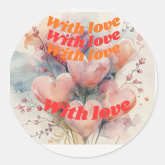 Com Amor Corações Aquarela Desenho de Adesivo Româ