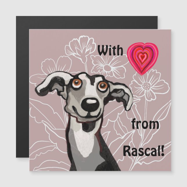 Com Amor do Seu Galgo – Cartão Magnético Fofo (Frente/Verso)