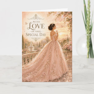 Com Amor no Seu Dia Especial Cartão de Quinceañera