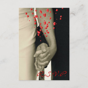 com as mãos, resposta RSVP de casamento branco Bal