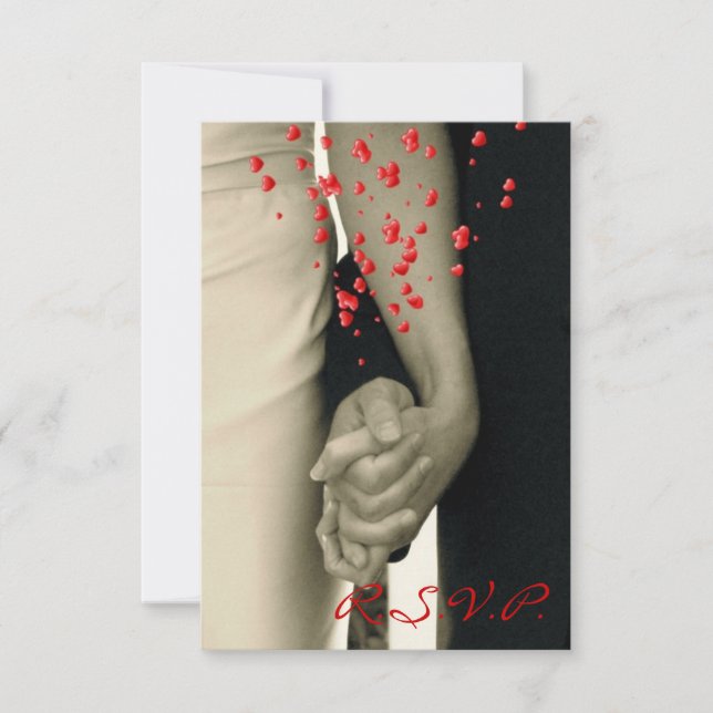 com as mãos, resposta RSVP de casamento branco Bal (Frente)