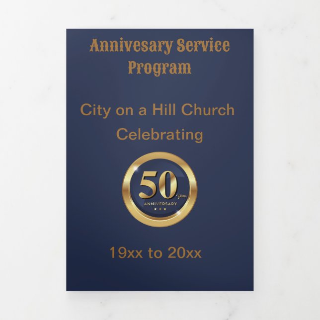 Com Borda Tripla 50º Programa Annivesário da Igreja Tripartida (Cobrir)