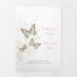 Com Borda Tripla Borboletas cor-de-rosa e marrom do programa de ren