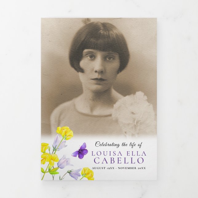 Com Borda Tripla Foto do programa de serviços funerários wildflower (Cobrir)