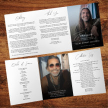 Programa de Funeral Trifold de Foto Elegante Moder
