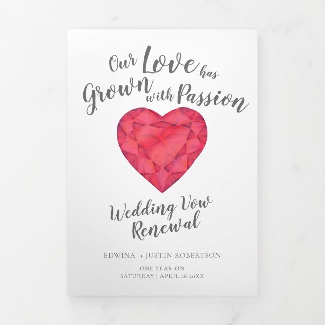 Com Borda Tripla Programa de renovação do vogal do casamento Ruby W (Cobrir)