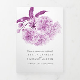 Com Borda Tripla Programa Tri-Fold de floração de cereja roxa