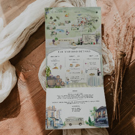 Com Dobra Tripla Borgo Corsignano | Convite de Casamento Ilustrado