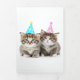 Com Dobra Tripla Cartão de Aniversário 2 De Gatinhos Cujos