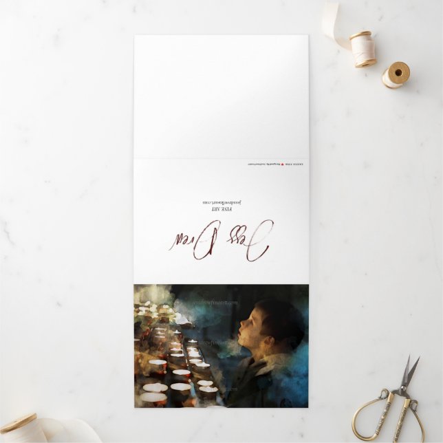 Com Dobra Tripla Cartão de Saudação 5x7, Presente para Padres, Deac (Fora)