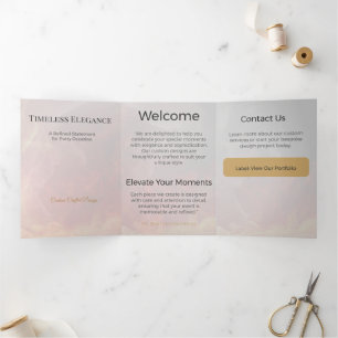 Com Dobra Tripla Cartão Triptico Design Minimalista Elegante Neutro