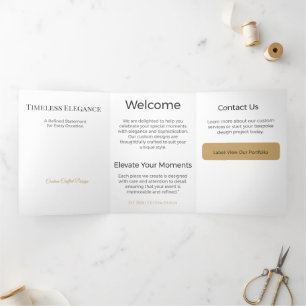 Com Dobra Tripla Cartão Triptico Design Minimalista Elegante Neutro