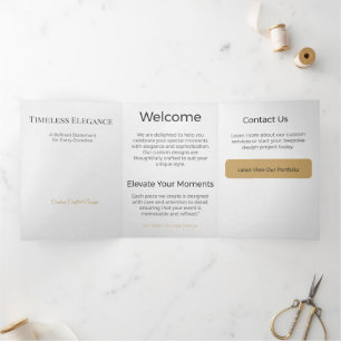 Com Dobra Tripla Cartão Triptico Design Minimalista Elegante Neutro