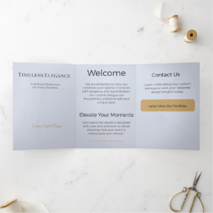 Com Dobra Tripla Cartão Triptico Design Minimalista Elegante Neutro